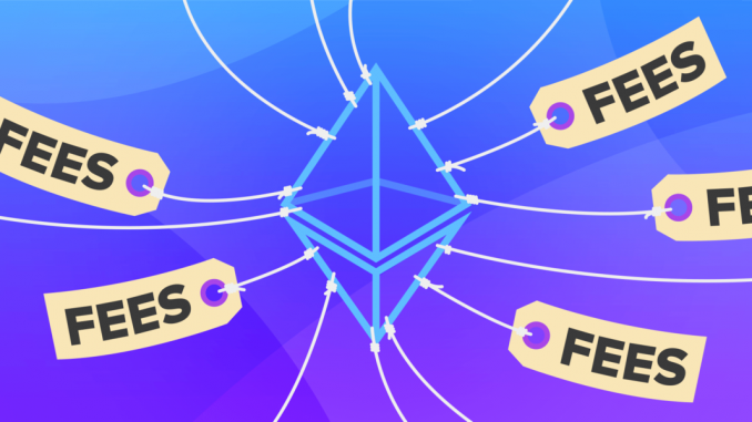 Ethereum logo and fees labels